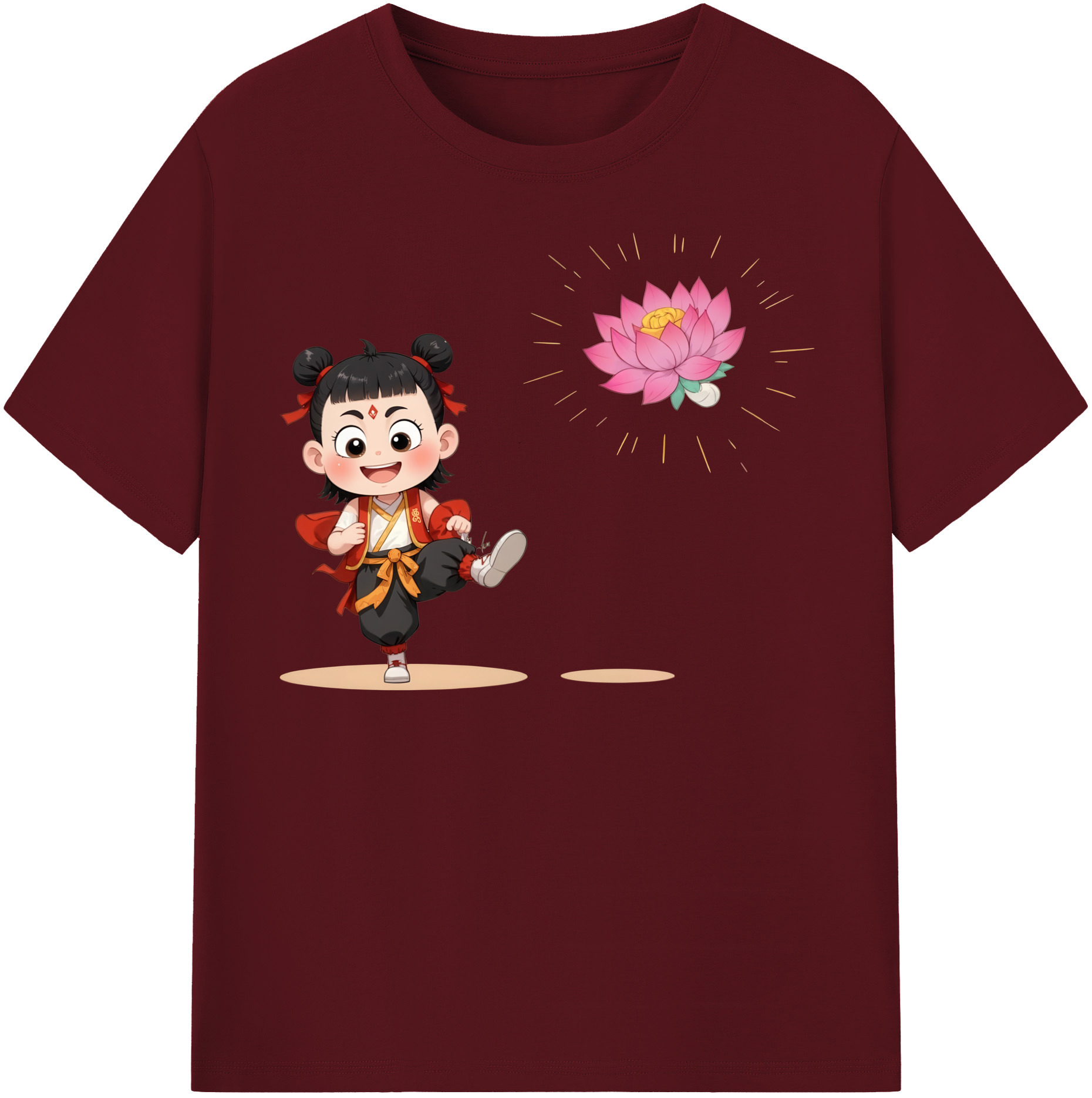 （画像用） Ne Zha 2 ナタ 魔童の大暴れ 綿100％半袖Tシャツ（フロントプリント）